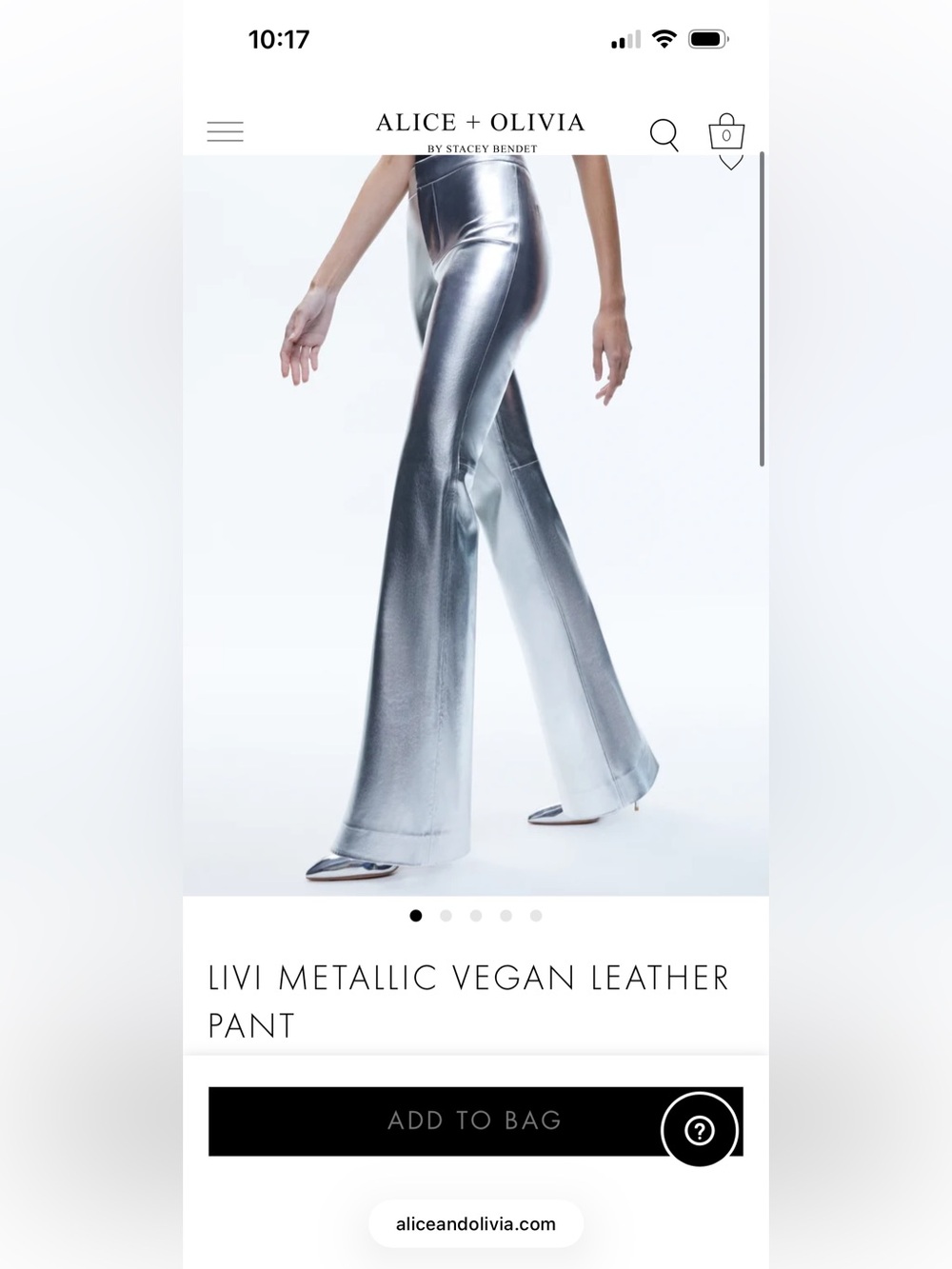 Alice + Olivia Silver Metallic Flare Pants